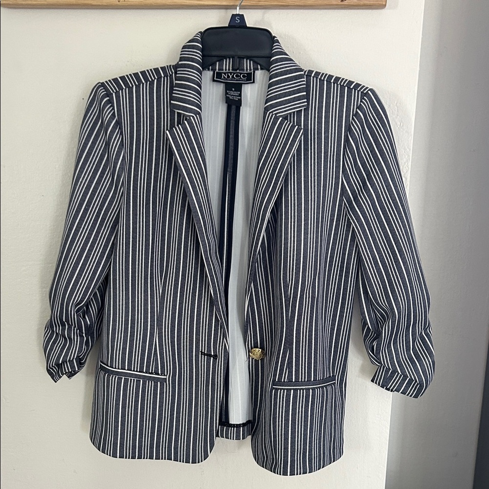 NYCC Women's heather Blue and White Pinstripe Blazer